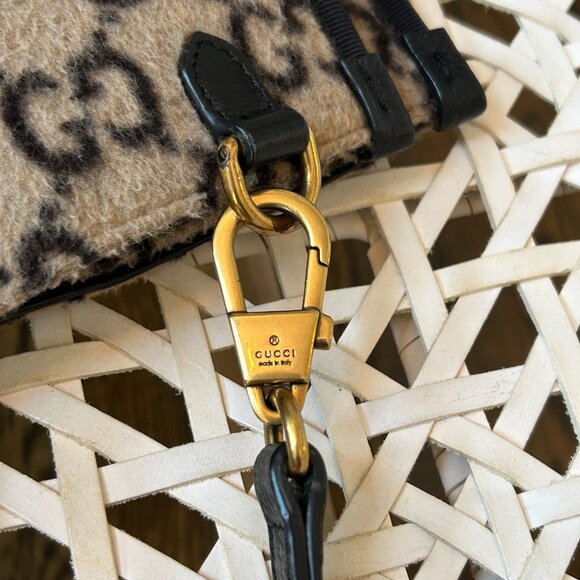 Gucci Black & Beige Wool Guccissima GG Tote with Strap and dust bag - Picture 9 of 15